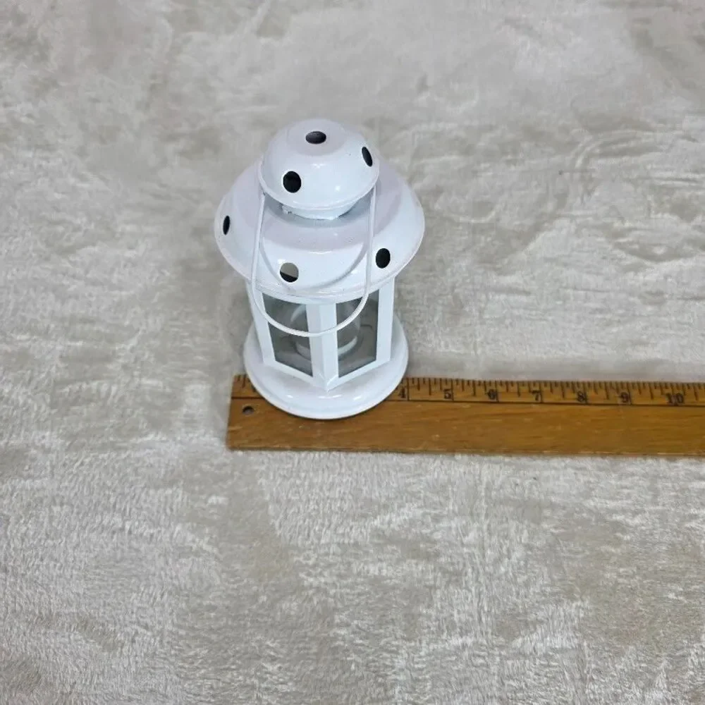 Unbranded Lot of 3 Decorative Lanterns Blue Teal White Tea/LED Lights Metal - Picture 3 of 6